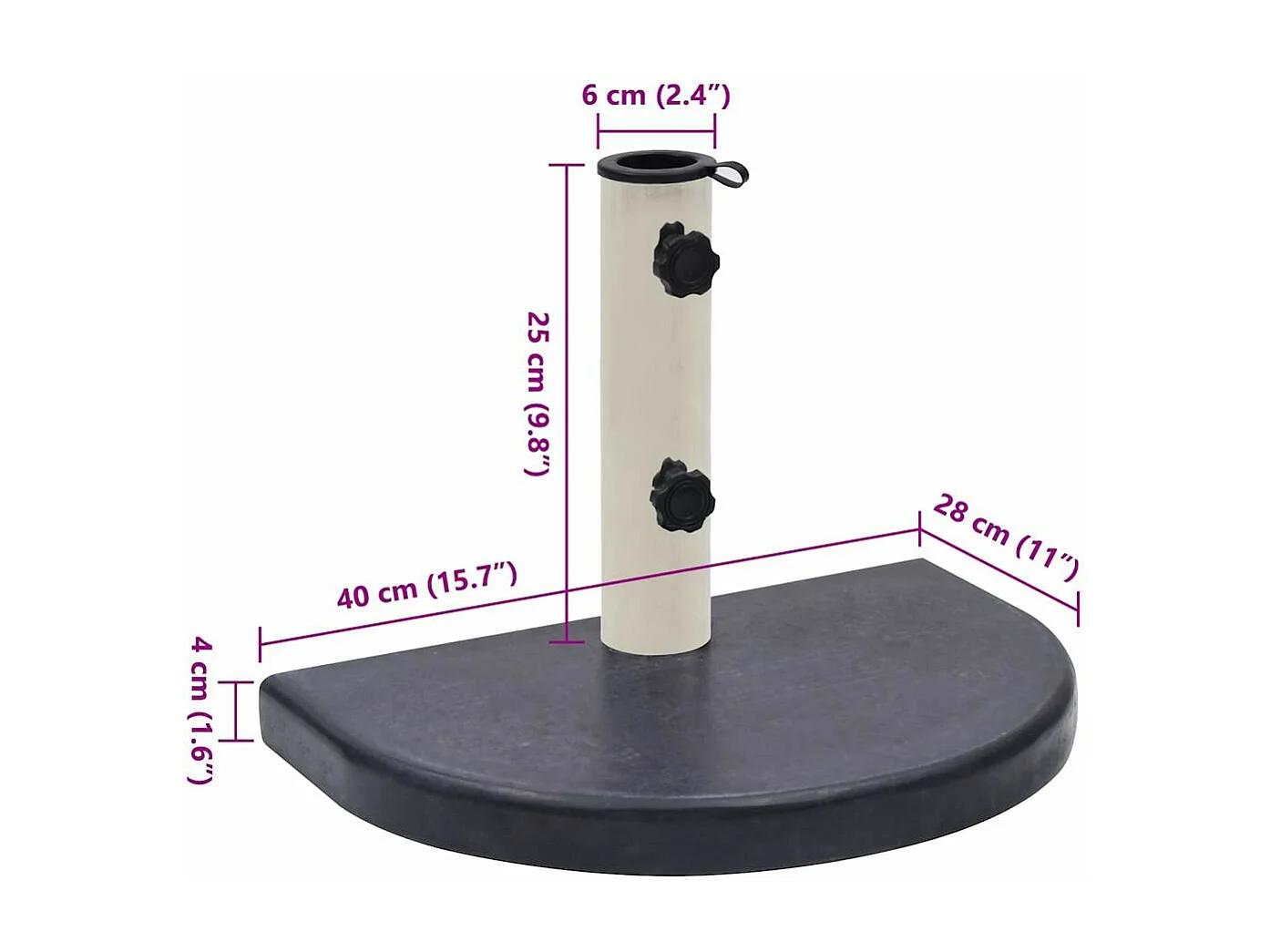 Base per ombrellone nera 40x28x4 cm granito