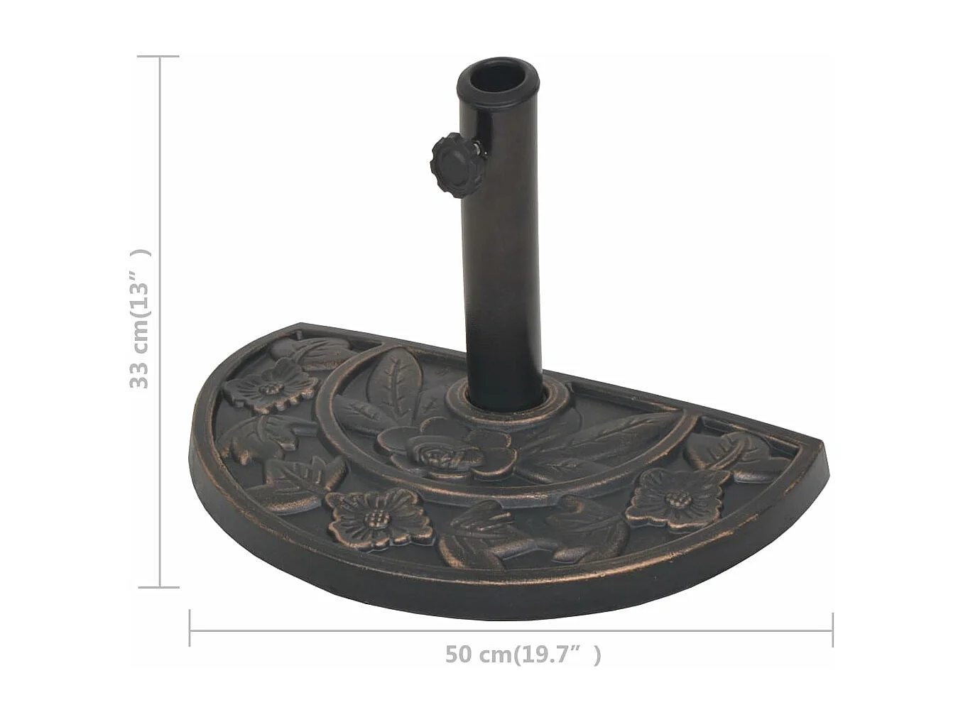 Halbrunder Sonnenschirmständer aus Kunstharz in Bronze, 9 kg