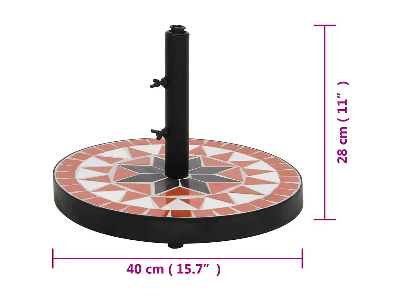 Base redonda para guarda-sol terracota e branca 12 kg