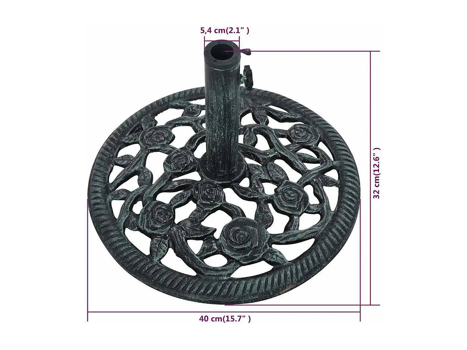 Socle de parasol Vert 9 kg 40 cm Fonte
