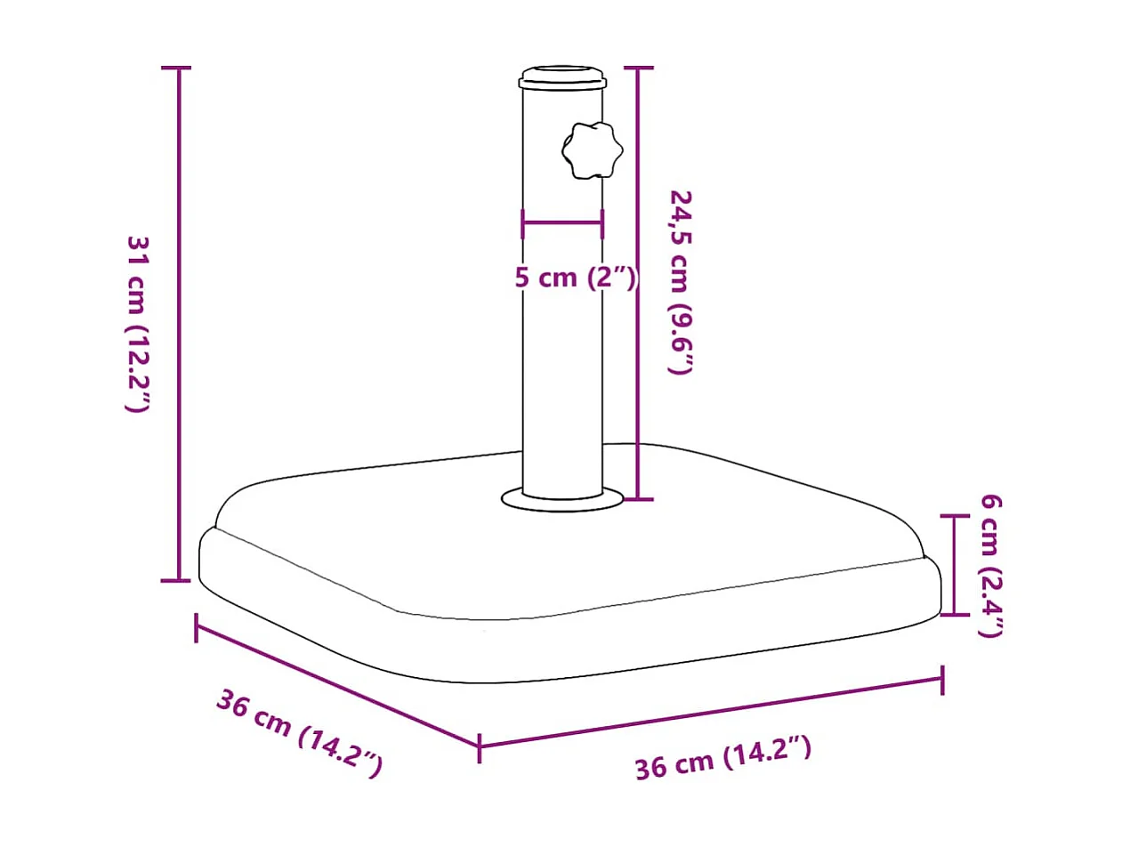 Base de parasol pour mats ?32/35/38 mm 11 kg carré