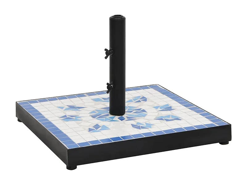 Blauwe en witte vierkante parasolvoet 12 kg