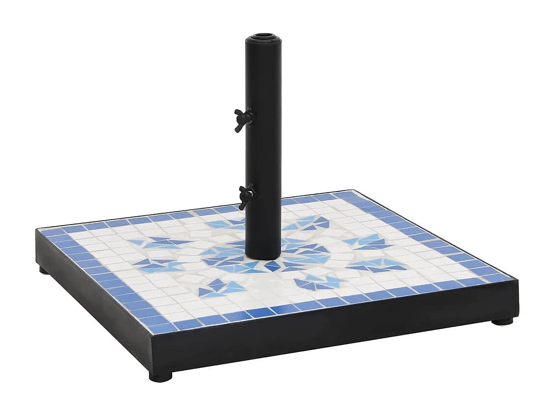 Base de parasol bleu et blanc carré 12 kg