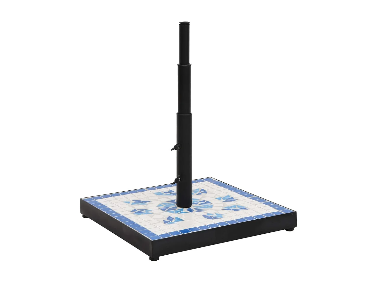 Base de parasol bleu et blanc carré 12 kg
