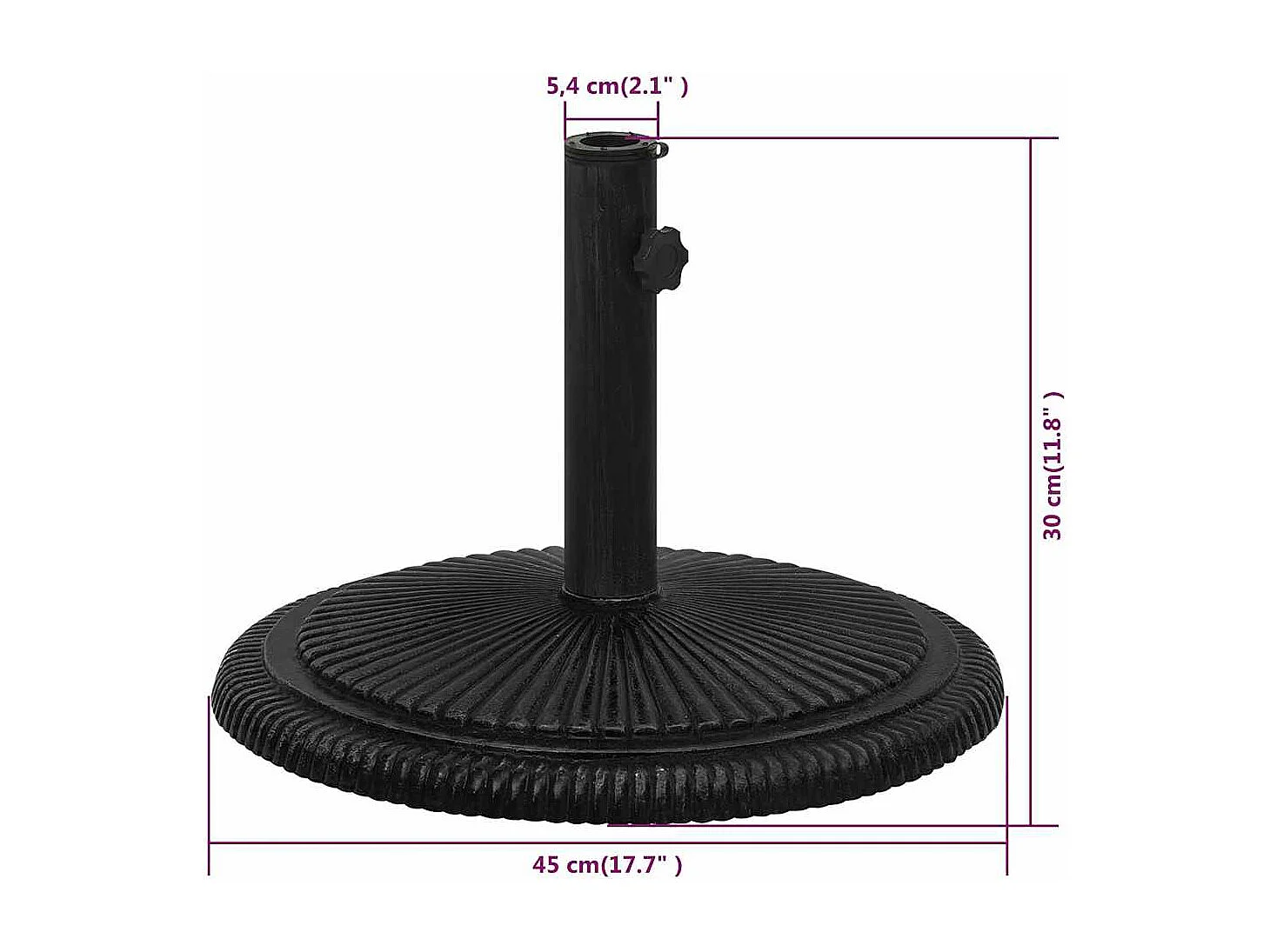 Base de guarda-sol preta 45x45x30 cm ferro fundido