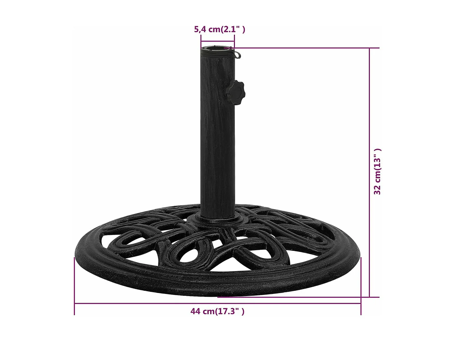 Socle de parasol Noir 44x44x32 cm Fonte