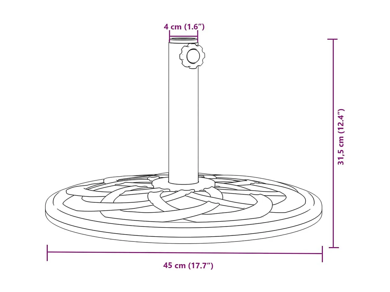 Base de guarda-sol para mastros ?38 / 48 mm 12 kg redondo