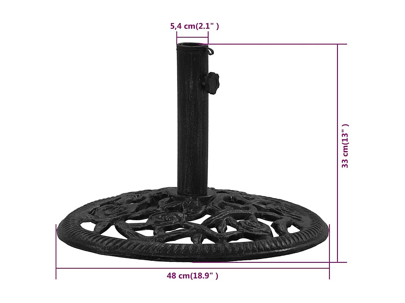 Base de sombrilla negra 48x48x33 cm de hierro fundido