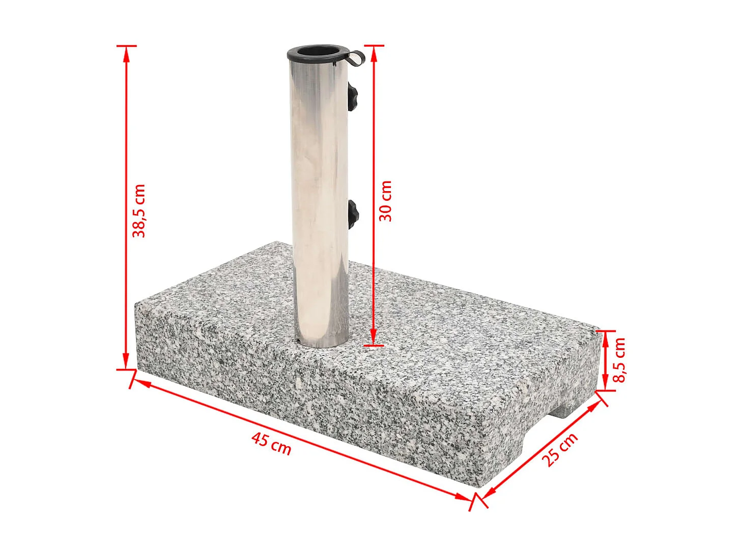 Base retangular de granito para guarda-sol 25 kg