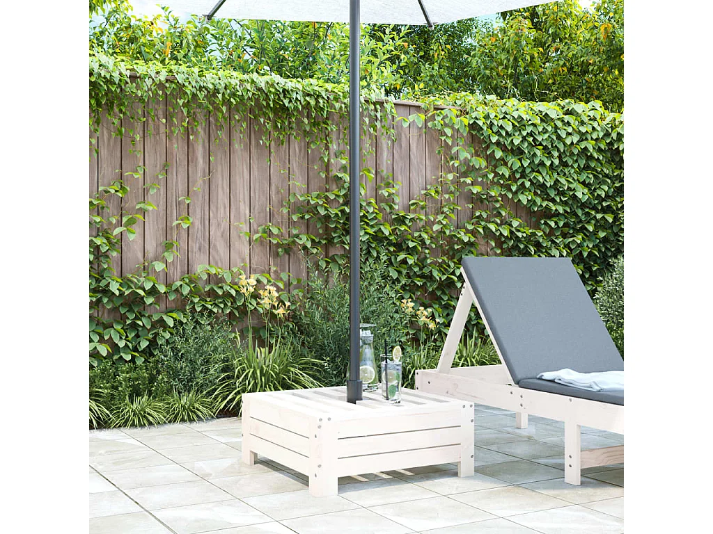 Couvercle de base de parasol blanc bois massif de pin