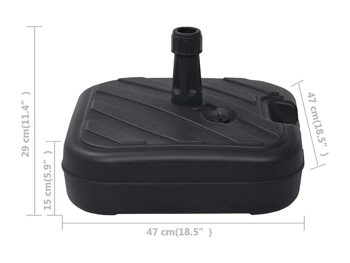 Base para guarda-sol com enchimento de areia/água 24 L Preto