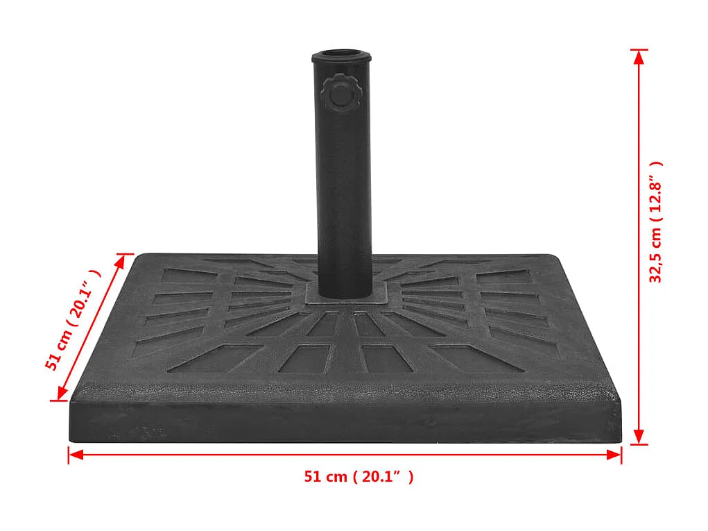 Base carrée de parasol Résine Noir 19 kg
