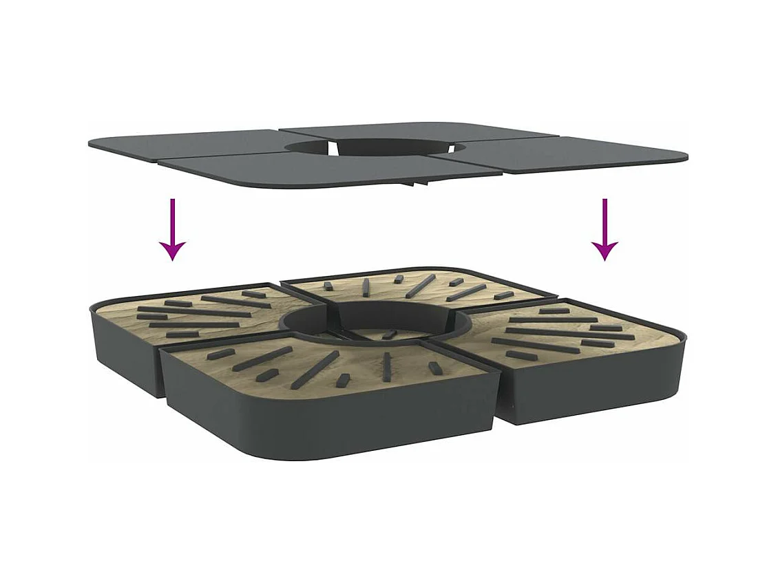 Conjunto de base de guarda-chuva de base cruzada PP 4 peças para guarda-sóis