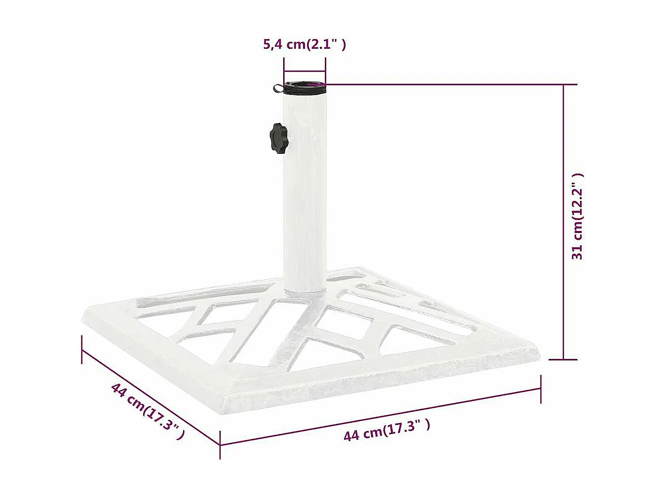 Socle de parasol Blanc 44x44x31 cm Fonte
