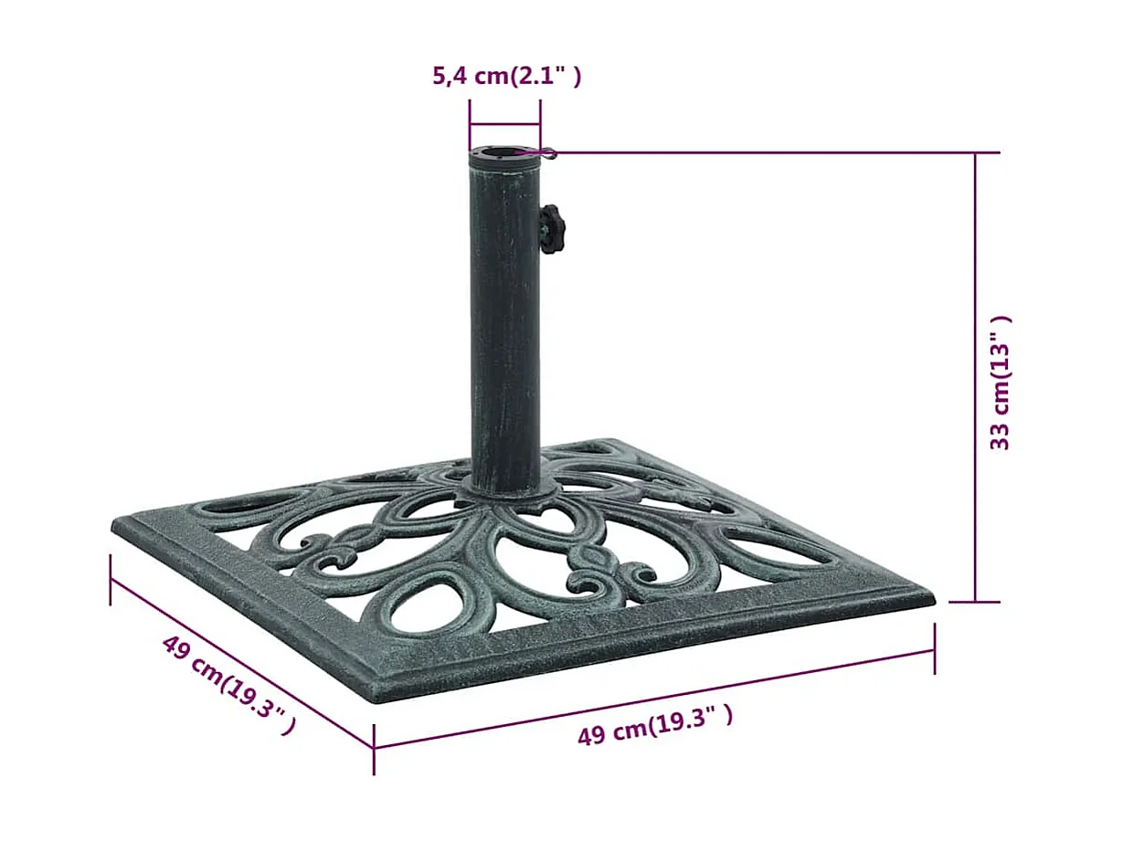 Base per ombrellone verde 12 kg 49 cm ghisa