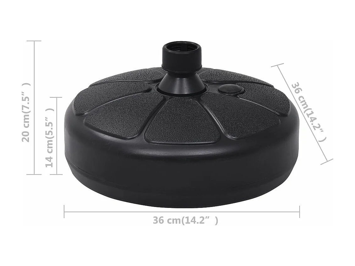 Base per ombrellone riempita con sabbia/acqua 15 L Nero