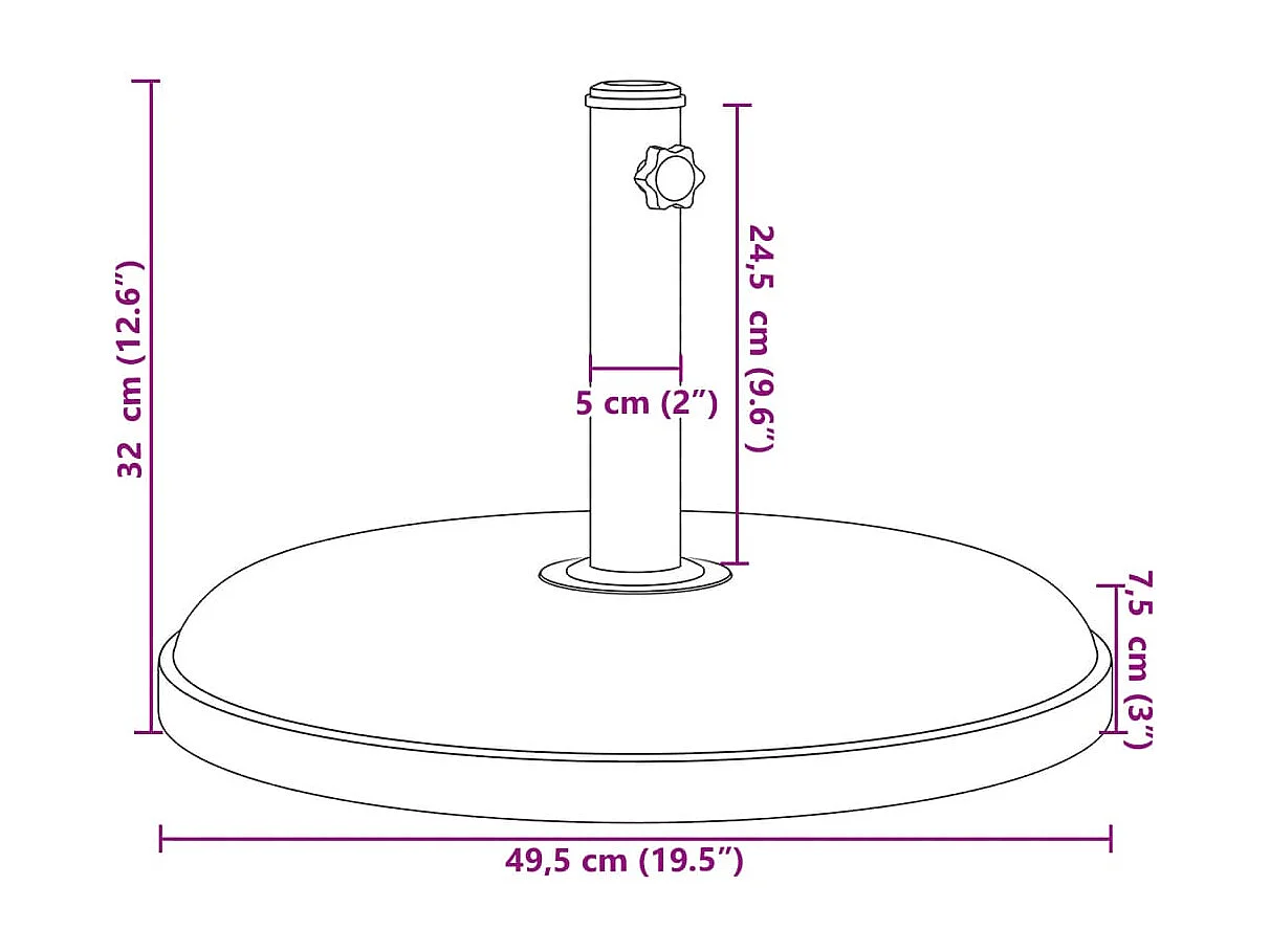 Base de parasol para mástiles ?32/35/38 mm 25 kg redondo