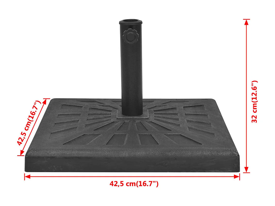 Quadratischer Sonnenschirmständer aus Kunstharz, schwarz, 12 kg