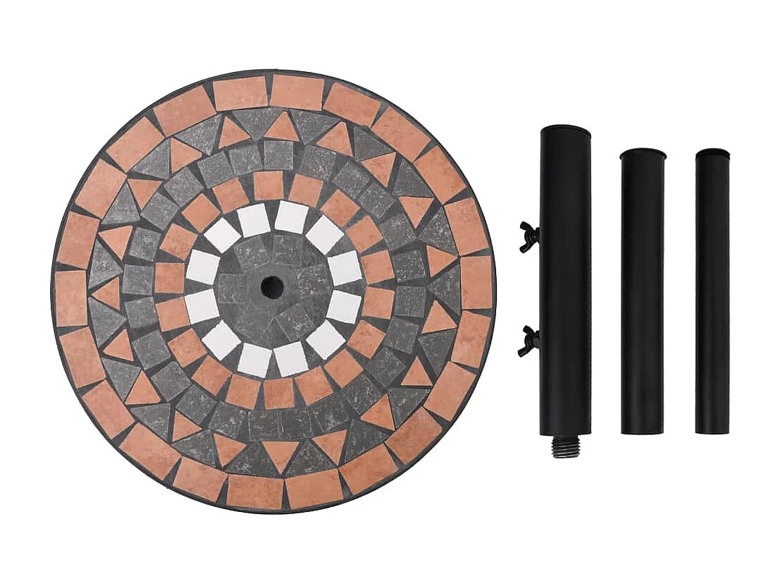 Runder Sonnenschirmständer aus Terrakotta und Weiß, 12 kg