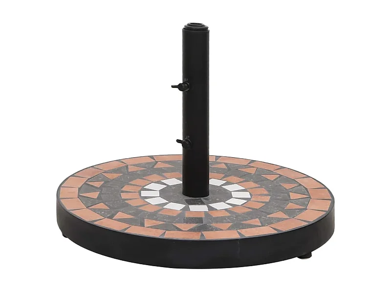 Terracotta en witte ronde parasolvoet 12 kg