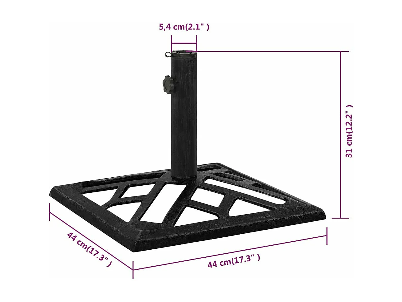 Schwarzer Sonnenschirmständer 44x44x31 cm Gusseisen