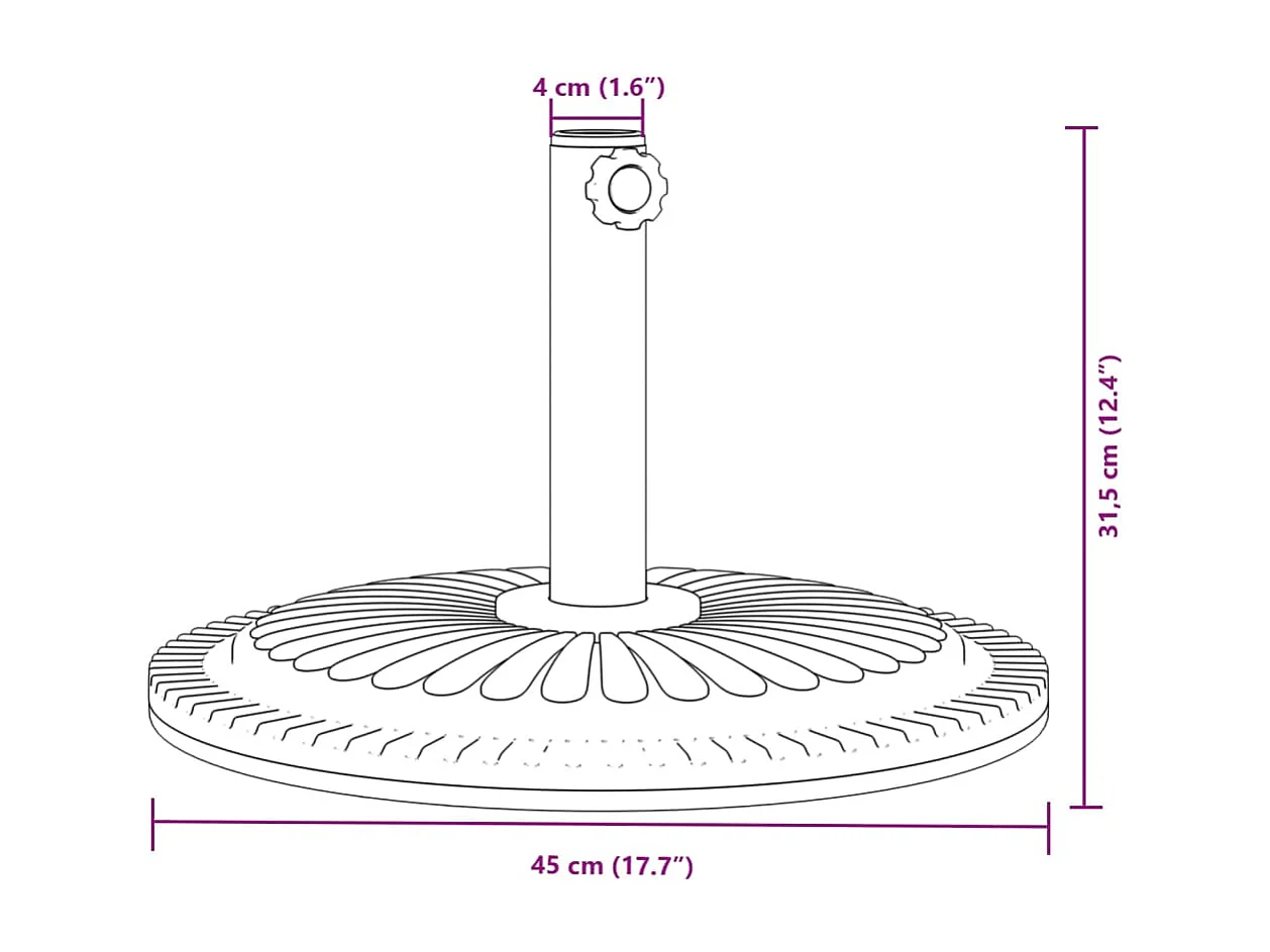 Base de parasol pour mats ?38 / 48 mm 12 kg rond