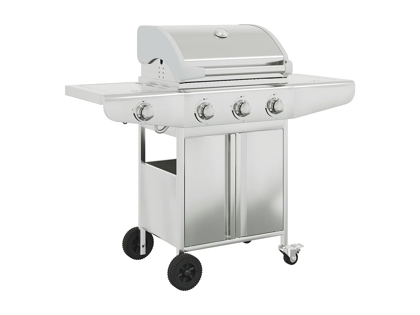 Barbecue gril à gaz avec 4 br?leurs argenté acier inoxydable