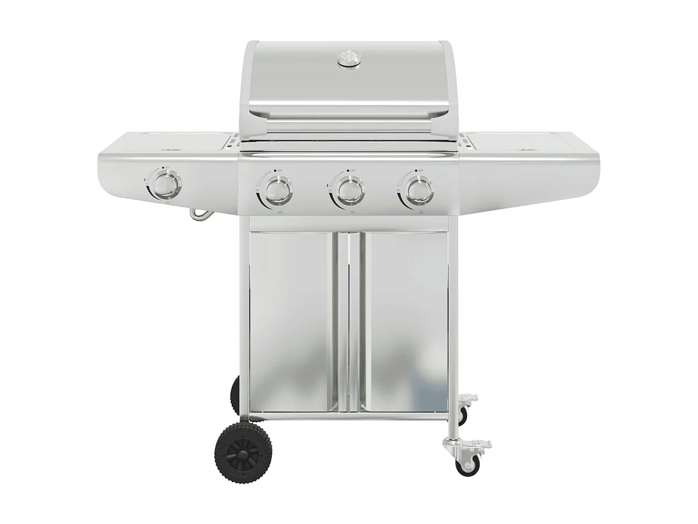 Barbecue a gas con 4 bruciatori in acciaio inox argentato