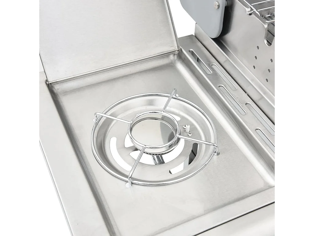 Barbecue a gas con 4 bruciatori in acciaio inox argentato