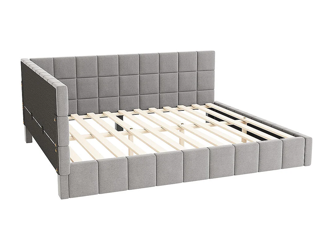 Cadre de lit 160x200 lit multifonctionnel avec sommier à lattes tissu velours Gris