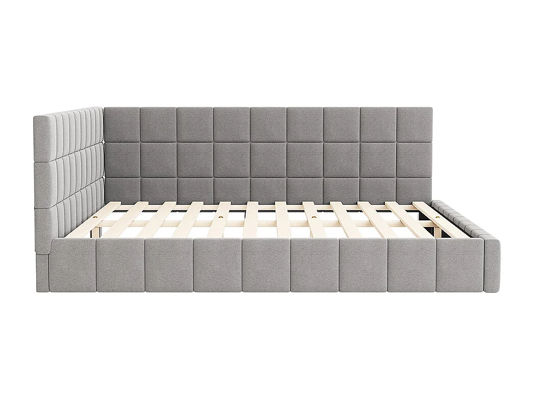 Cadre de lit 160x200 lit multifonctionnel avec sommier à lattes tissu velours Gris