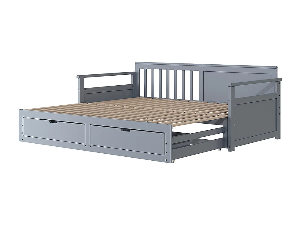 Cadre de lit Lit avec tiroir 90/180x190 avec lit en pin  tiroirs et lit gigogne lit extensible Gris