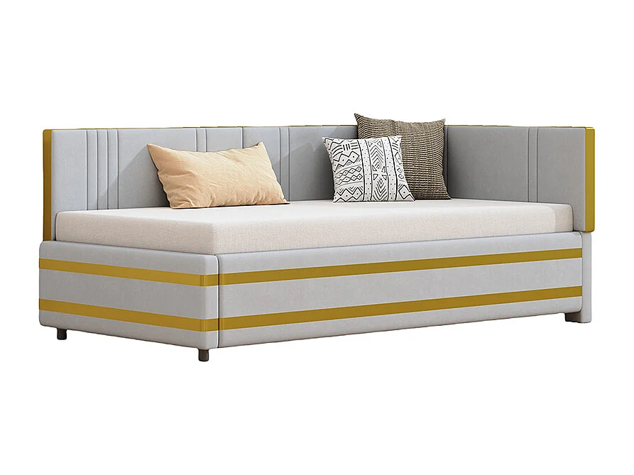 Cadre de lit 90x200 Lit multifonctionnel avec sommier à lattes Tissu velours Gris