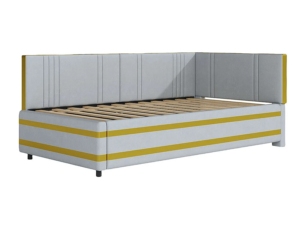 Cadre de lit 90x200 Lit multifonctionnel avec sommier à lattes Tissu velours Gris