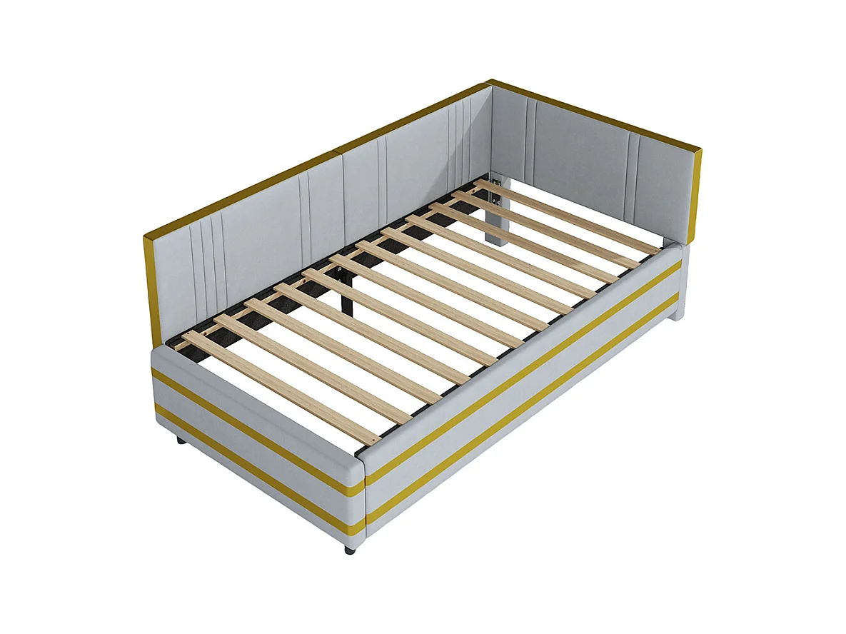 Cadre de lit 90x200 Lit multifonctionnel avec sommier à lattes Tissu velours Gris