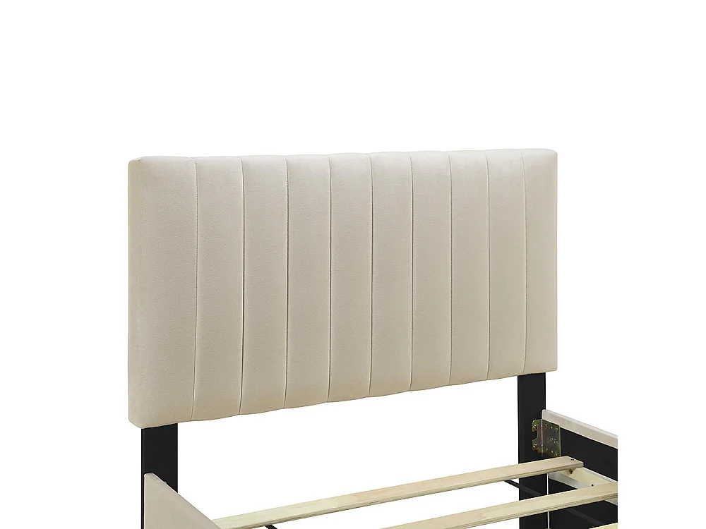 Lit gigogne 90x190 lit simple plat en velours doux pour la peau lit enfant Beige