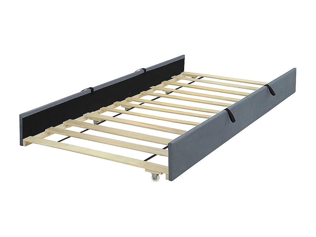 Lit gigogne 90x190 lit simple plat en velours doux pour la peau lit enfant Gris