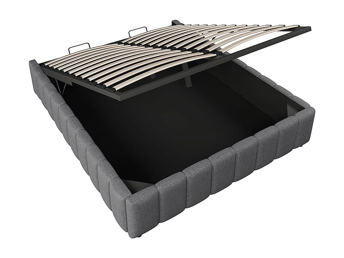 Lit coffre Cadre de lit 140x200 lit rembourré suspension hydraulique sans tête de lit sans matelas Gris