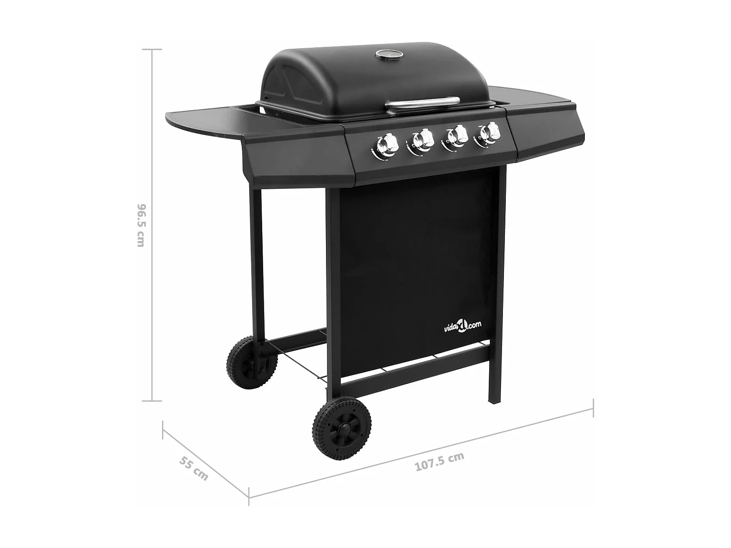 Barbecue gril à gaz avec 4 br?leurs Noir