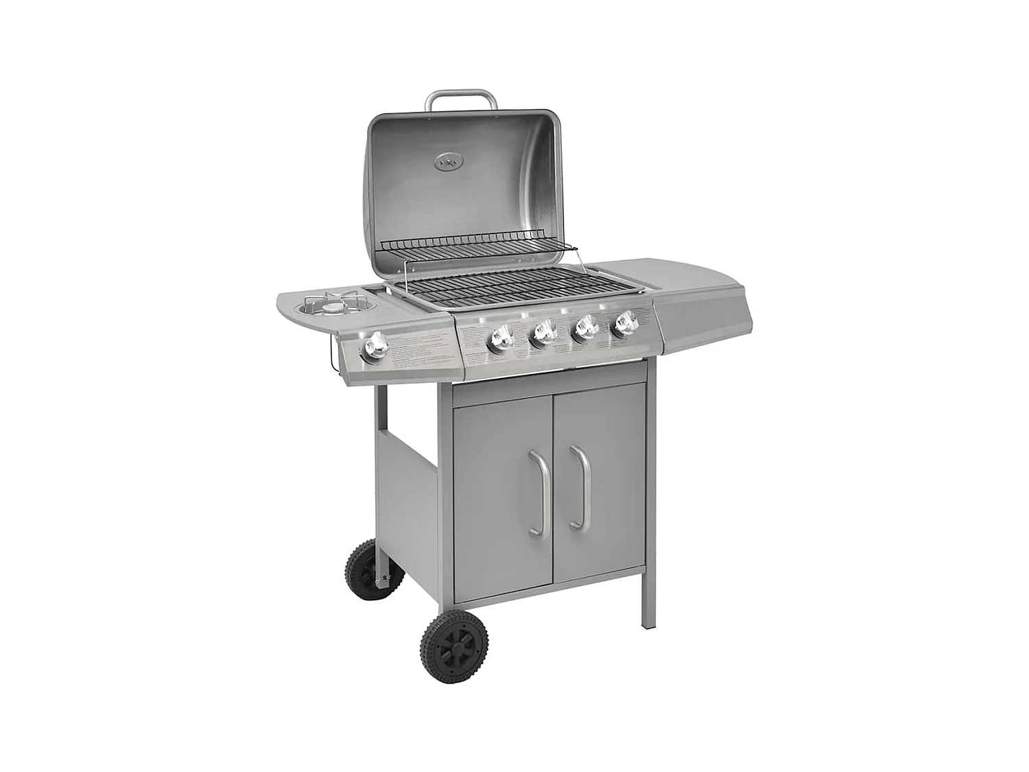 Barbecue à gaz 4 + 1 zone de cuisson Argenté