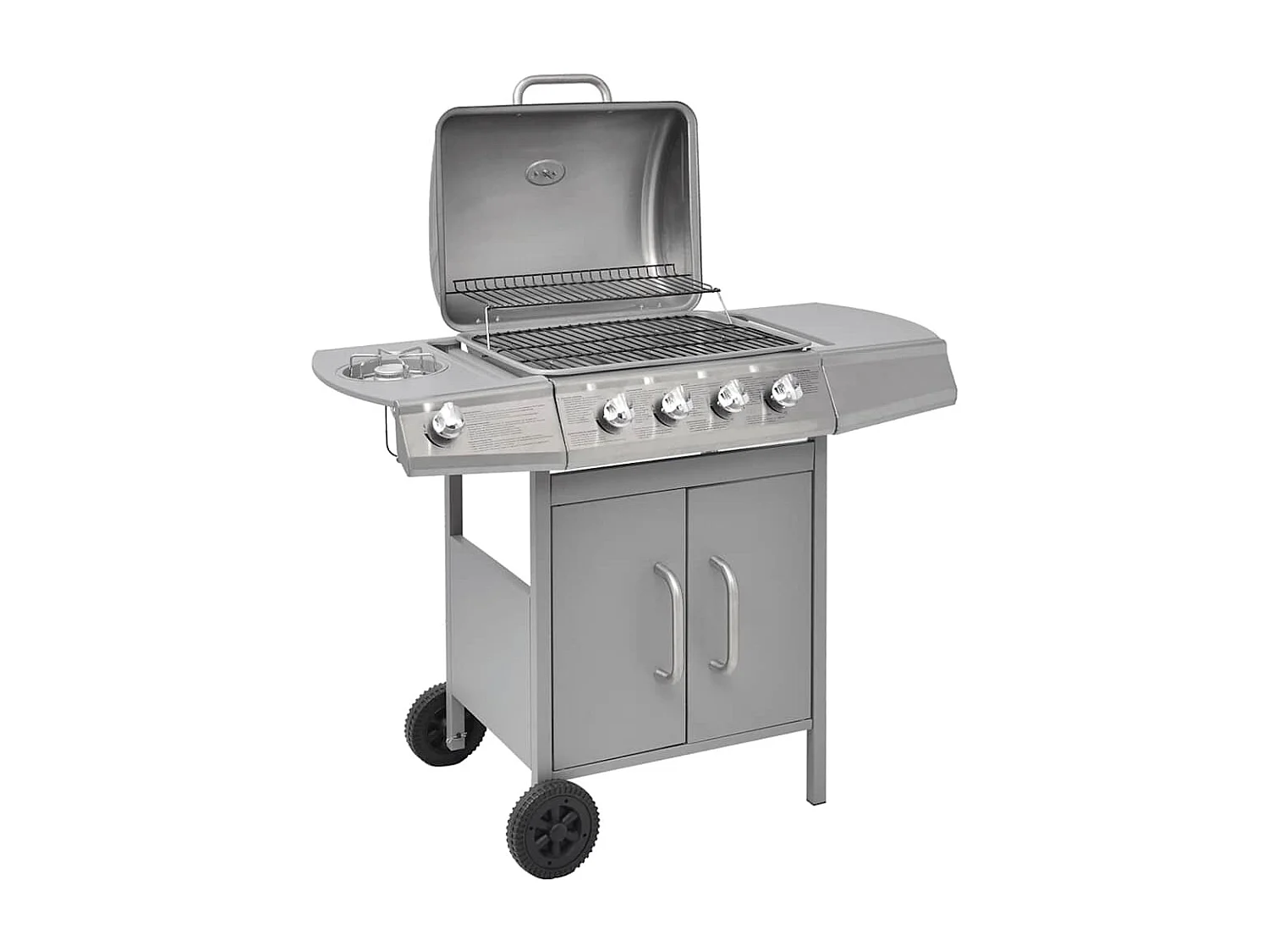 Barbecue à gaz 4 + 1 zone de cuisson Argenté