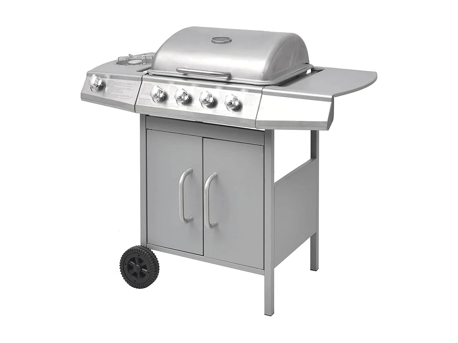 Barbecue à gaz 4 + 1 zone de cuisson Argenté