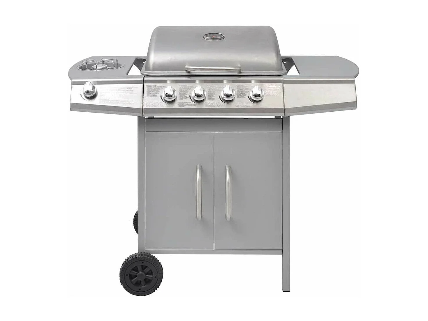 Barbecue à gaz 4 + 1 zone de cuisson Argenté