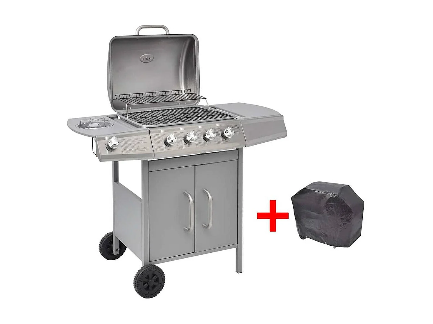 Barbecue à gaz 4 + 1 zone de cuisson Argenté