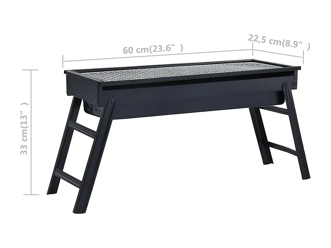 Barbecue portatile da campeggio in acciaio inox 60x22,5x33 cm