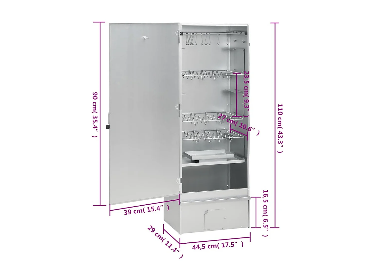 Barbecue forno affumicatore con tavolo in acciaio zincato