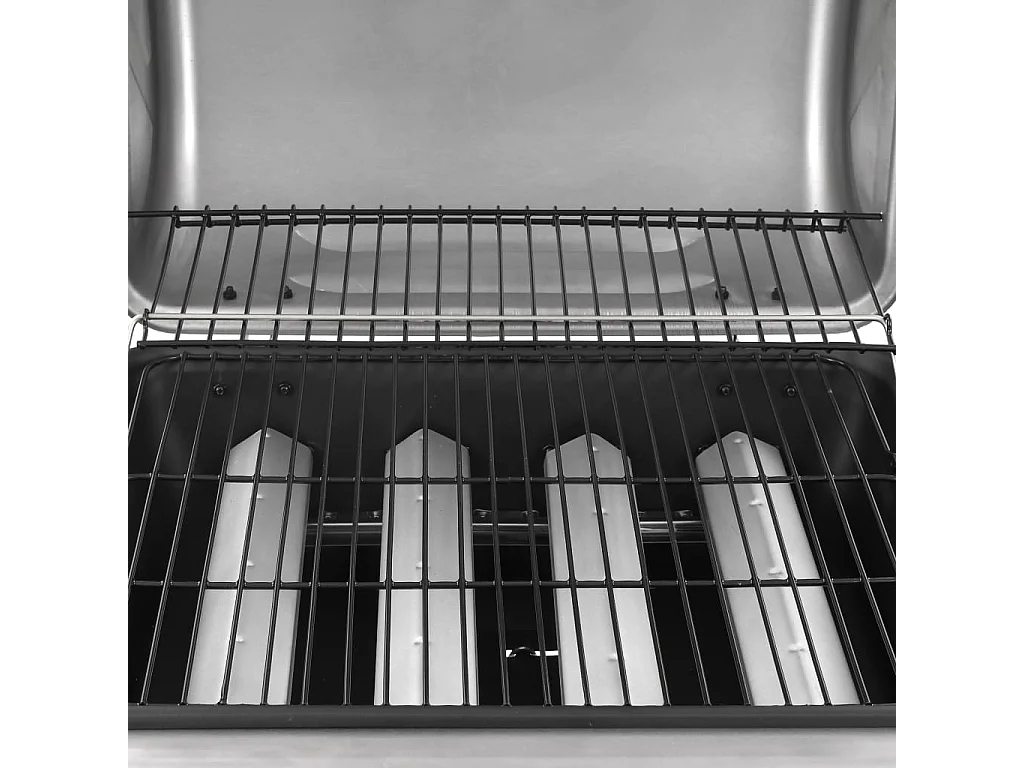 Barbecue gril à gaz avec 4 br?leurs Noir et argenté
