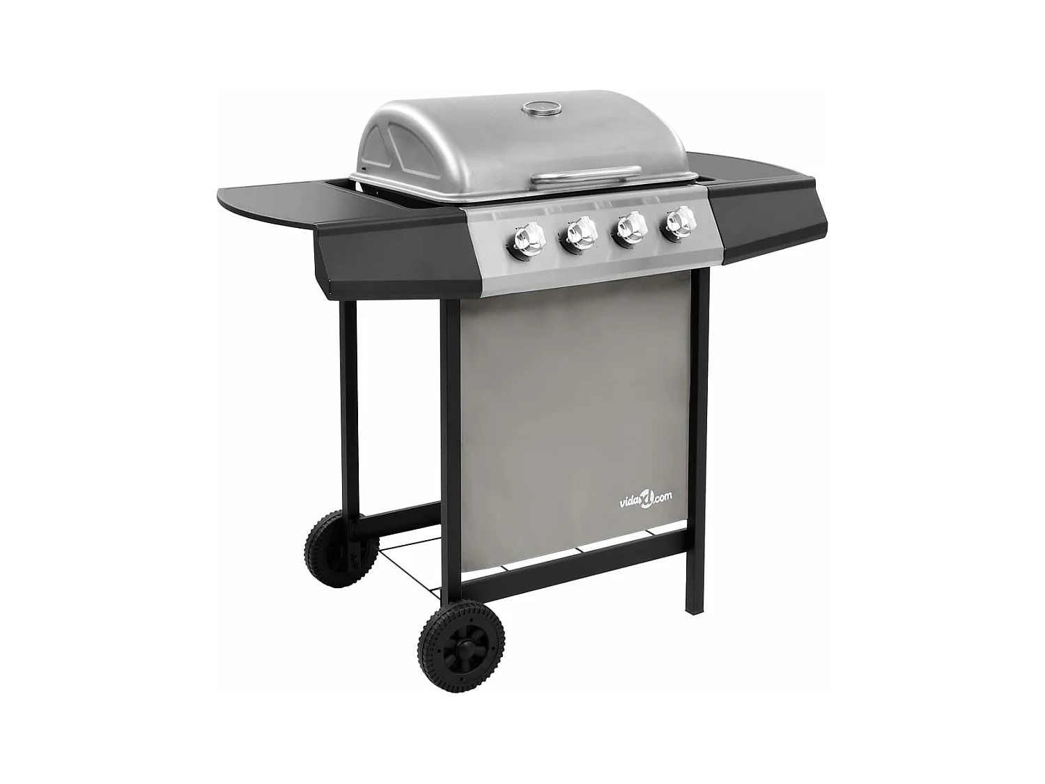 Barbecue gril à gaz avec 4 br?leurs Noir et argenté