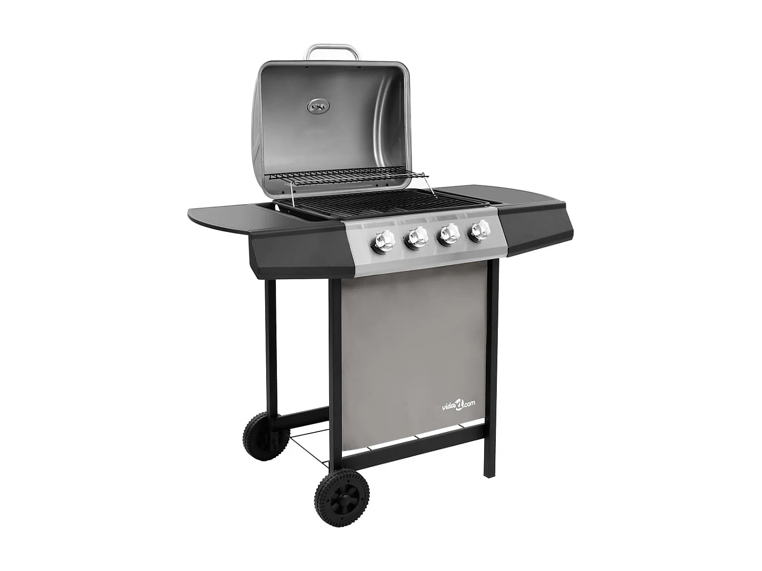 Barbecue gril à gaz avec 4 br?leurs Noir et argenté