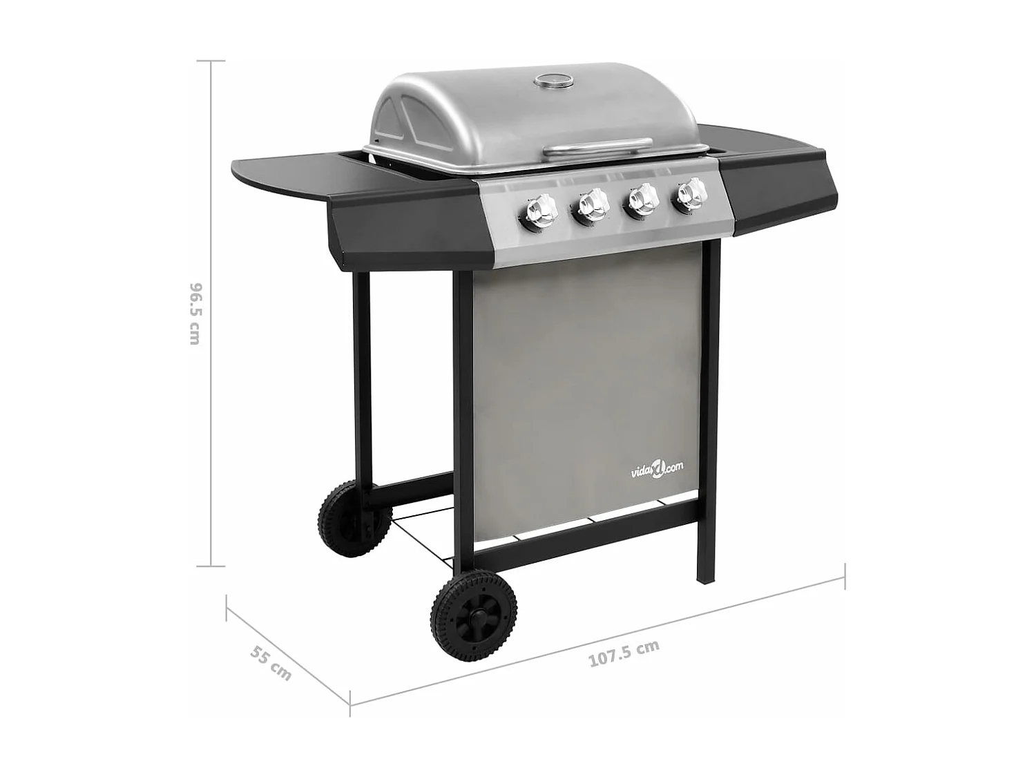 Barbecue gril à gaz avec 4 br?leurs Noir et argenté